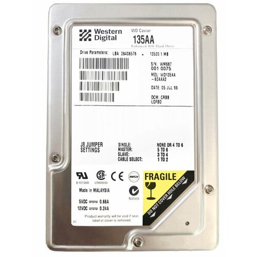 Жесткий диск Western Digital WD135AA 13Gb 5400 IDE 35 HDD 228500₽