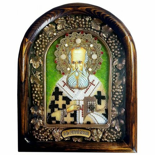 Икона Григорий Богослов Преподобный из бисера, арт ДИ-631