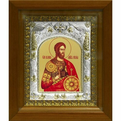 Икона Никита мученик, 14x18 см, в деревянном киоте 20х24 см, арт вк-487