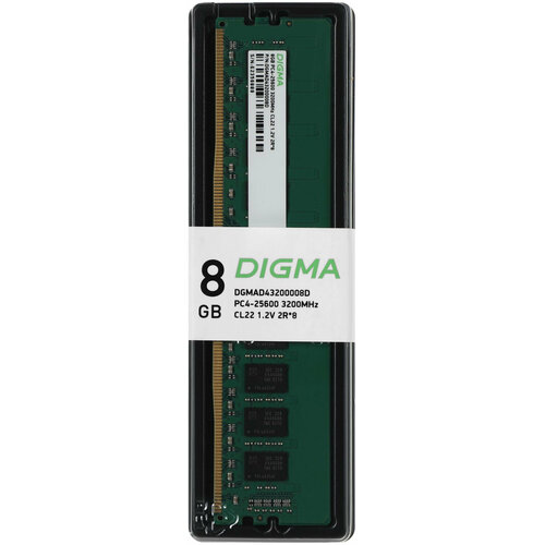 DIGMA Память DDR4 8Gb 3200MHz Digma DGMAD43200008D RTL PC4-25600 CL22 DIMM 288-pin 12В dual rank Ret 301300₽
