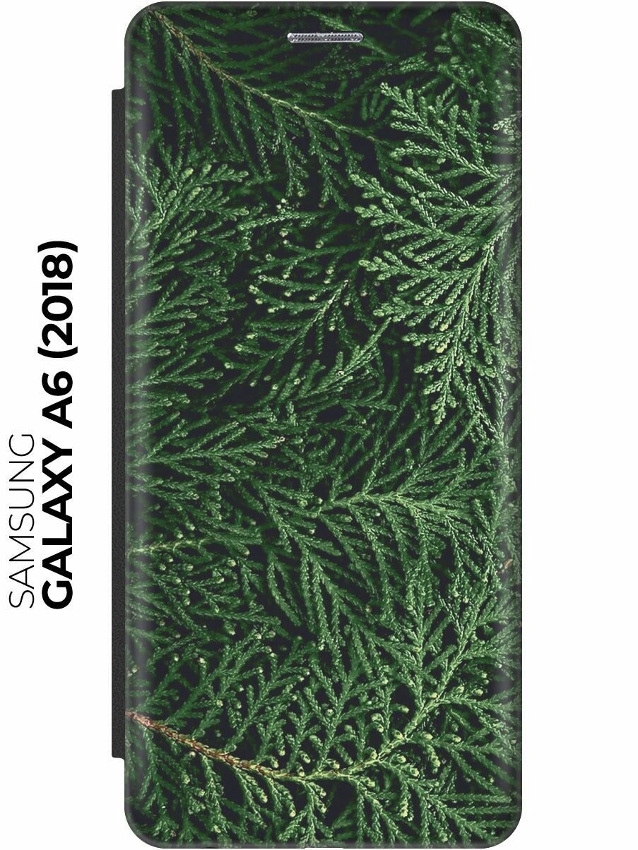 Чехол-книжка Хвоя на Samsung Galaxy A6 (2018) / Самсунг А6 2018 черный