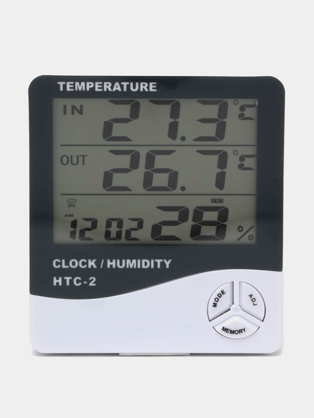 Термометр электронный домашняя метеостанция с часами и будильником, термометр настольный - фотография № 1