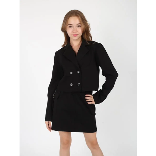 Комплект одежды , пиджак и юбка, классический стиль, размер 36, черный