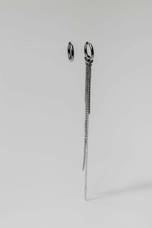 Серьги конго РЕСУРС, размер/диаметр 150 мм, серый, серебряный