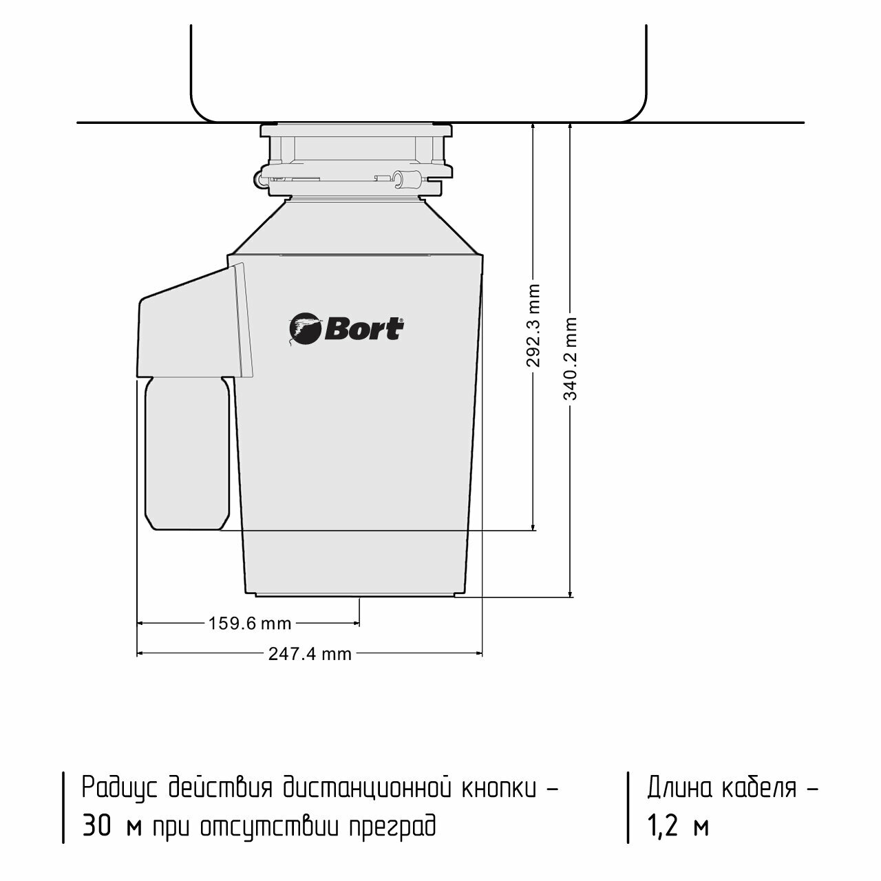 Bort Alligator Green Измельчитель пищевых отходов (93417463) . - фотография № 7