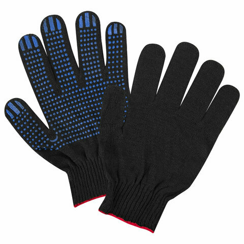 фото Перчатки тканевые хлопчатобумажные многоразовые хозяйственные для уборки для рук, 100 Пар, Laima Люкс 608677