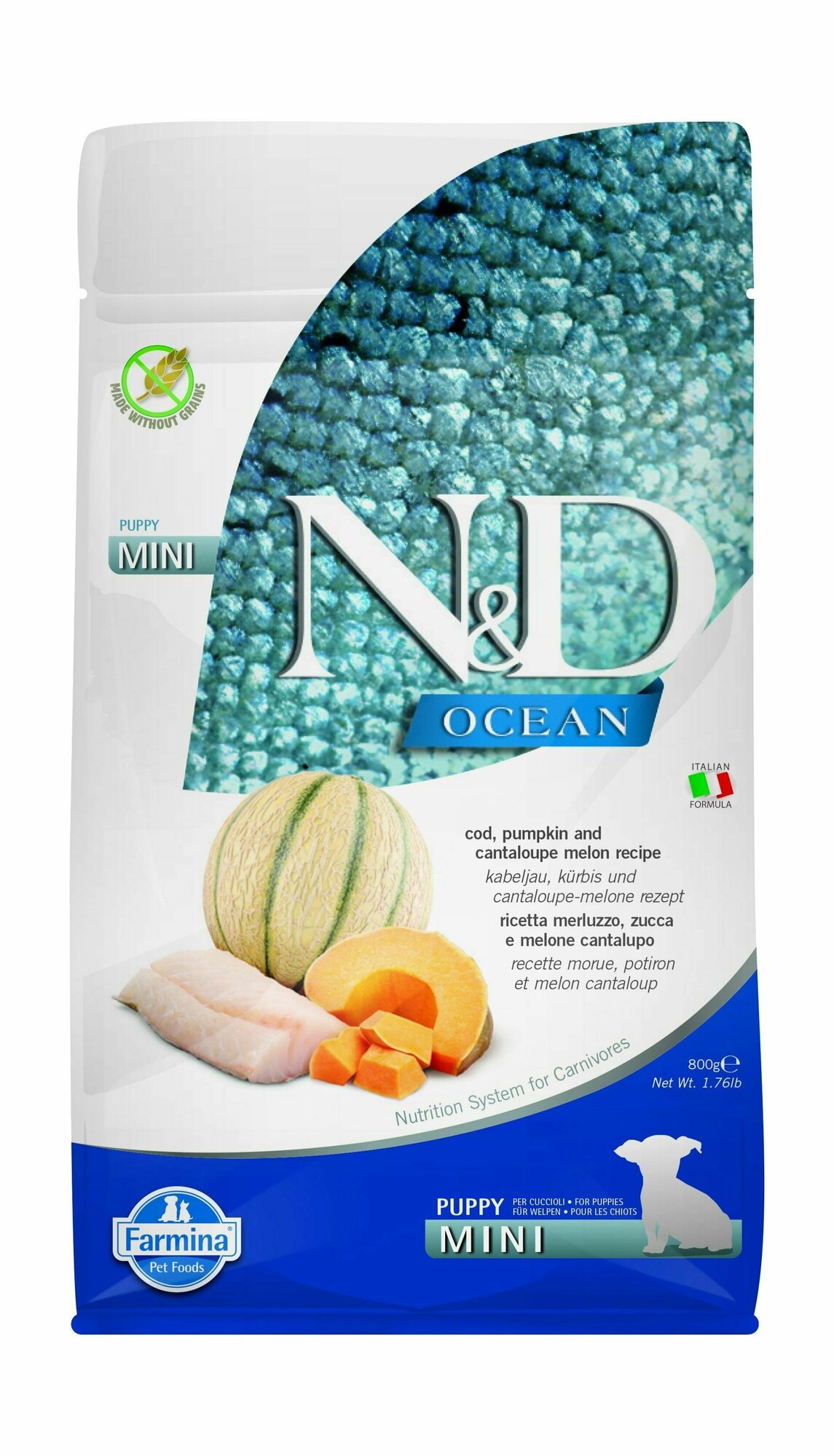 Farmina N&D Ocean Pumpkin Mini - Сухой корм для щенков, треска, тыква, дыня (800 гр)
