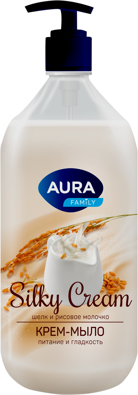 Крем-мыло Aura Silky Cream Шелк и рисовое молочко 1л