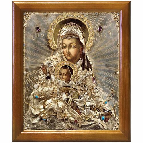 Киккская икона Божией Матери Милостивая, XVIII в, в деревянной рамке 17,5*20,5 см