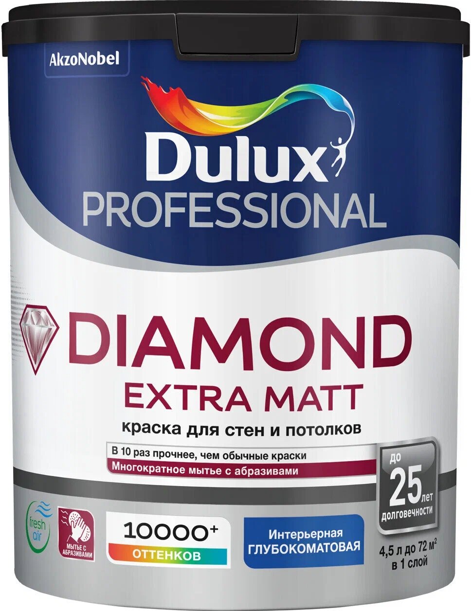 Краска Dulux Diamond Extra Matt глубокоматовая BW белая 4,5л