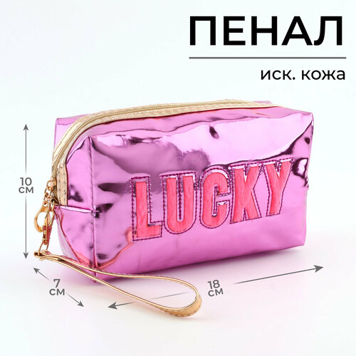 Пенал школьный 1 сентября Lucky иск кожа 18 х 10 х 7 см фиолетовый цвет 681₽