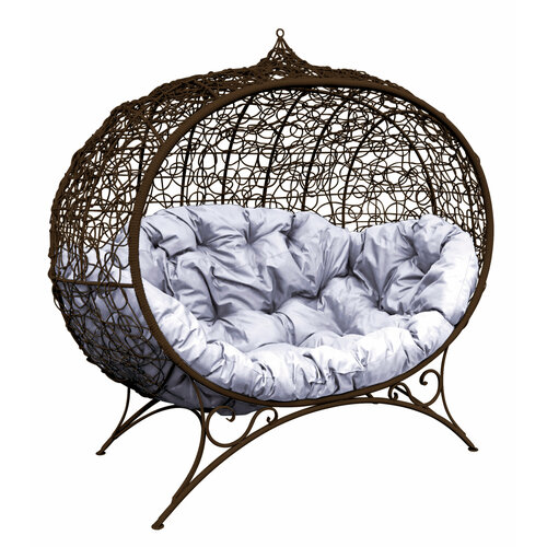 Диван M-group улей на ножках с ротангом коричневый серая подушка 37950₽