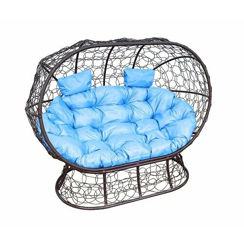 Диван M-group лежебока на подставке с ротангом коричневый голубая подушка 28050₽