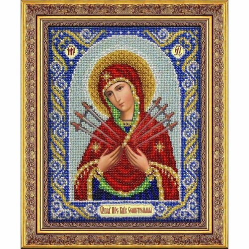 Набор для вышивания бисером Паутинка Пресвятая Богородица Семистрельная, размер 20*25 см