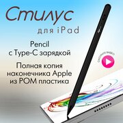 Стилус для iPad, AGNI Senses. Черный Apple pencil с USB-C для планшета, с магнитным креплением