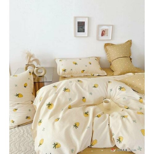 Сатиновое 2 спальное постельное бельё с европростынёй, 4 наволочки, DOROTY