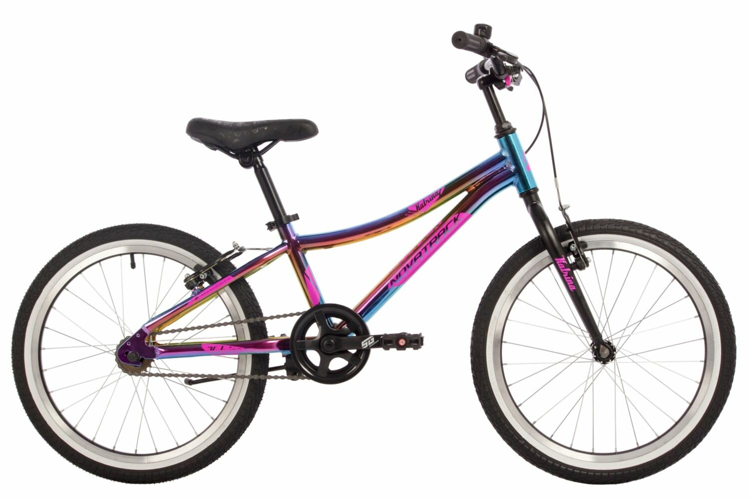Велосипед Novatrack Katrina V-brake 20" (2024) (Велосипед NOVATRACK 20" KATRINA алюм, фиолет. металлик, тормоз V-brake, короткие крылья)