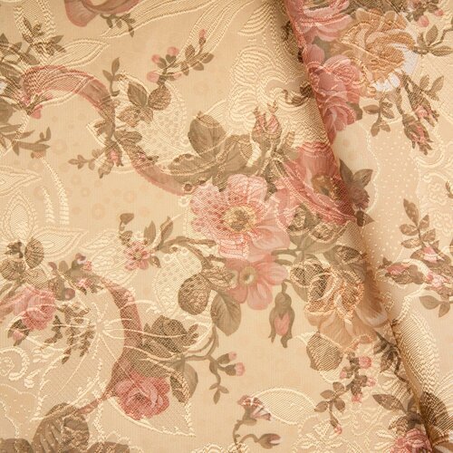 Ткань мебельная интерьерная для шитья и рукоделия обивочная жаккард с цветочным принтом в технике Мильфлёр 1200₽