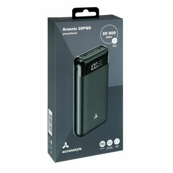 Внешний аккумулятор Accesstyle Arsenic 20PQD, 20000 мАч, 12V/3A (макс), 2xUSB, USB Type-C, Черный, Arsenic 20PQD - фото №14