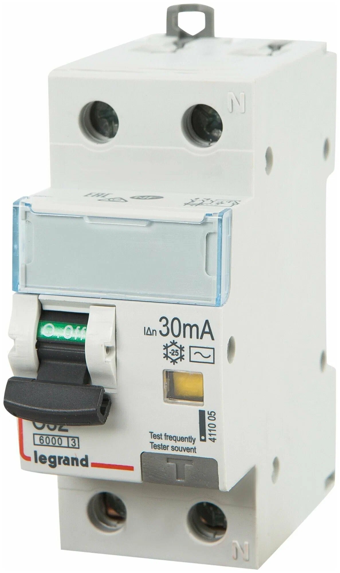 Выключатель автоматический дифференциального тока 2п (1P+N) C 32А 30мА тип AC 6кА DX3 2мод. Legrand 411005