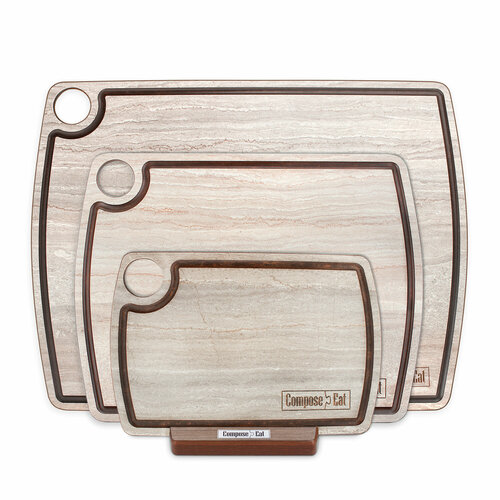 Набор из 3-х разделочных досок на подставке в подарочной коробке композитный материал травертин капучино NRD30406KL6 Fashion 5990₽