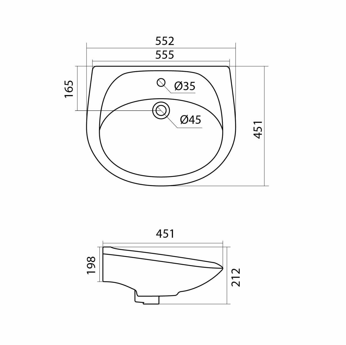 Раковина для ванной Santek бриз 55см (WH110460) с отверстием