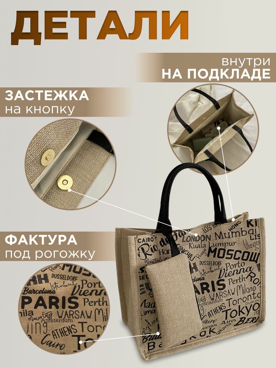 Сумка шоппер Comforttino, фактура перфорированная, зернистая, бежевый — фото 1