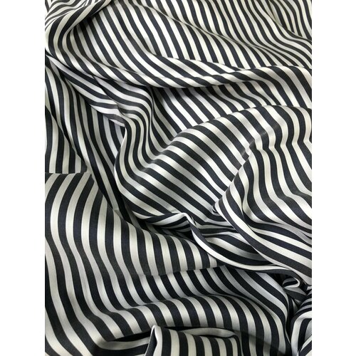 Ткань Штапель в широкую полоску серо-синий Италия