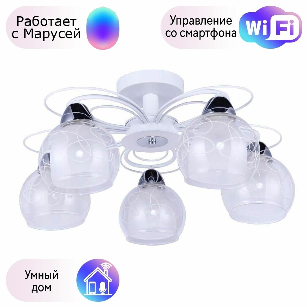 Потолочная люстра Arte Lamp с поддержкой Маруся A7585PL-5WH-М - фото №1