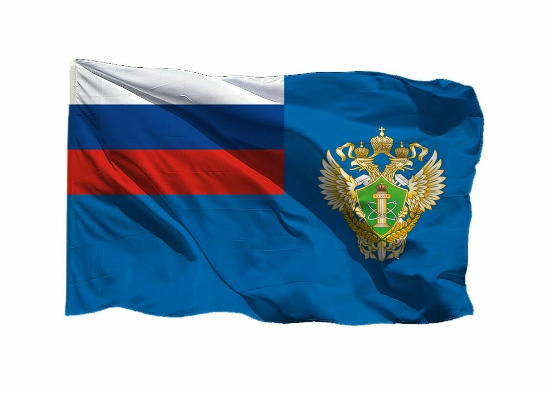 Флаг Ростехнадзора Федеральной службы по экологическому, технологическому и атомному надзору 70х105 см на сетке для уличного флагштока