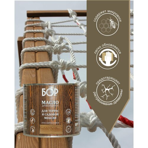 БОР Масло для дерева с воском, для террас и садовой мебели, Тик, 0,64 кг