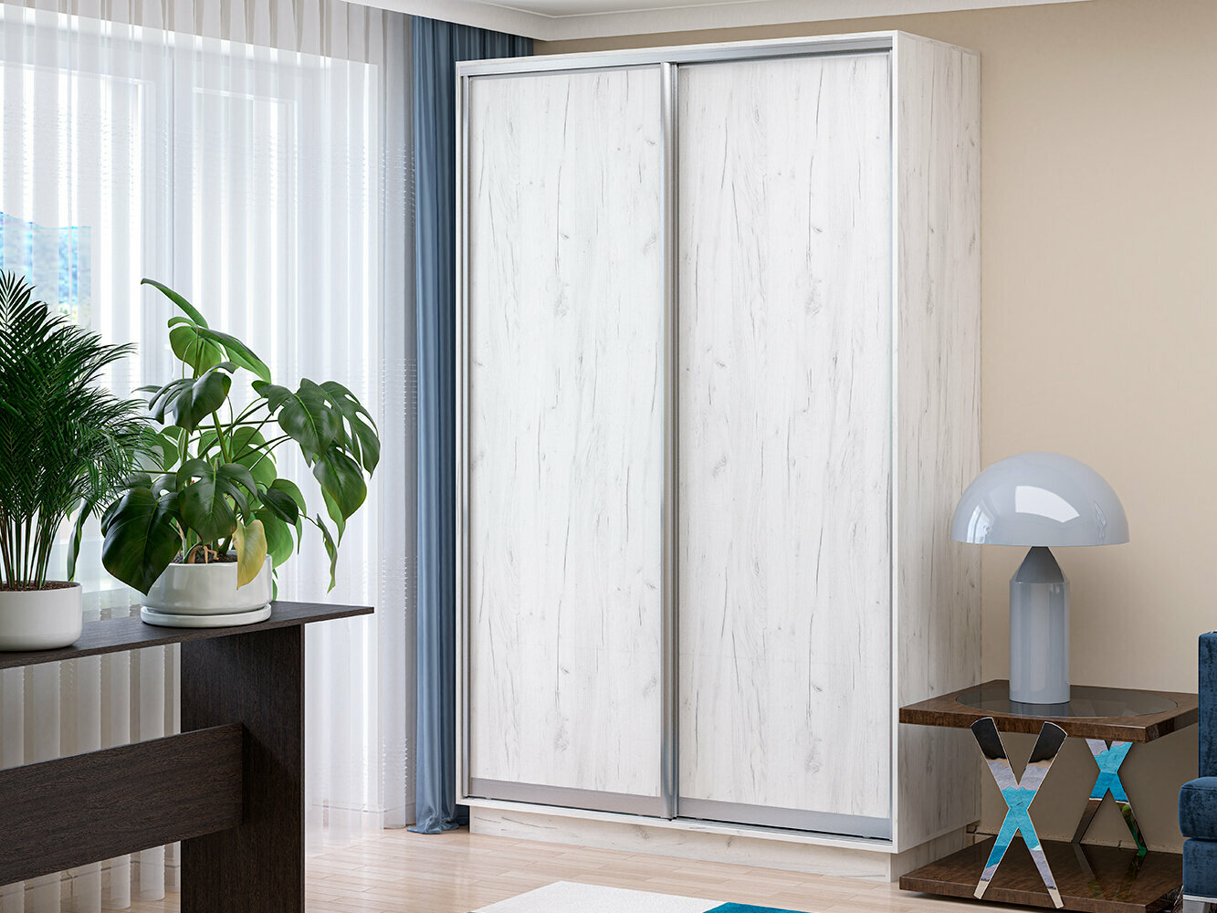 Шкаф-купе МК"Пирамида" НИКА-7, 2 глухих двери, крафт светлый, 240х150х60 см