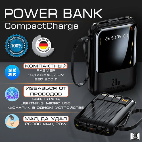 Повербанк 20000mah для зарядки телефона и других гаджетов