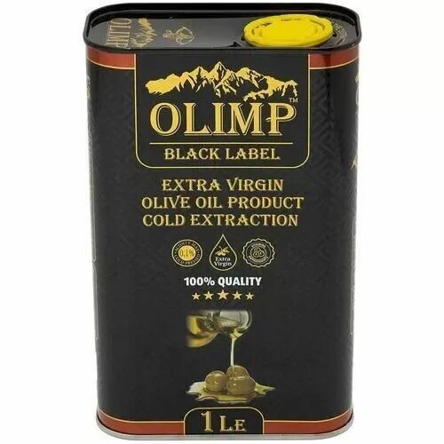 Масло Оливковое нерафинированное Olimp Black Extra Virgin Olive Oil (Греция), ж/б, 1л