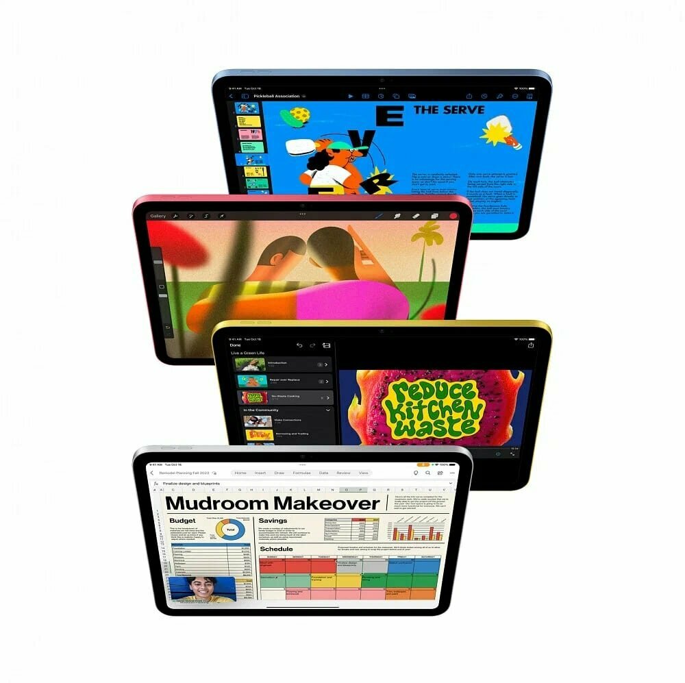 Планшет Apple, iPad 10.9", 2022 г, Wi-Fi, розовый, 64Гб, экран 10.9", OLED — фото 1