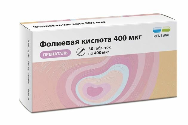 Фолиевая кислота 400 мкг Пренаталь таблетки массой 100 мг 30 шт — фото 1