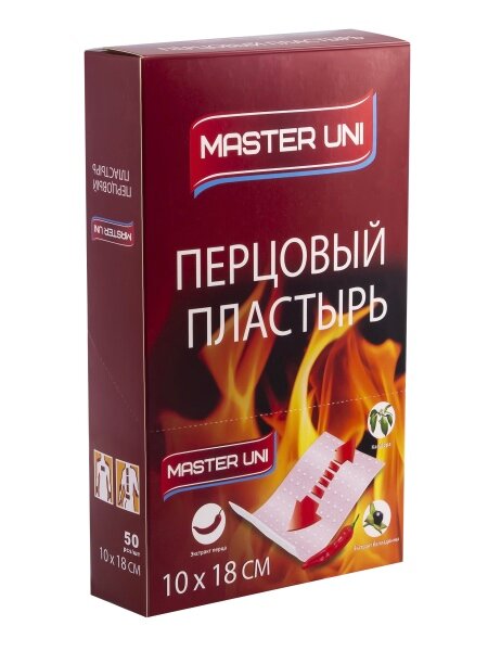 Перцовый Пластырь Перцовый пластырь MASTER UNI, 10 х 18 см, перфорированный, 1 шт.