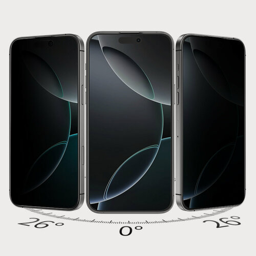 Изображение товара Защитное стекло Антишпион для iPhone 16 Pro Max KEEPHONE сверхпрочное, олеофобное Revo HD с защитой от подглядывания 26°