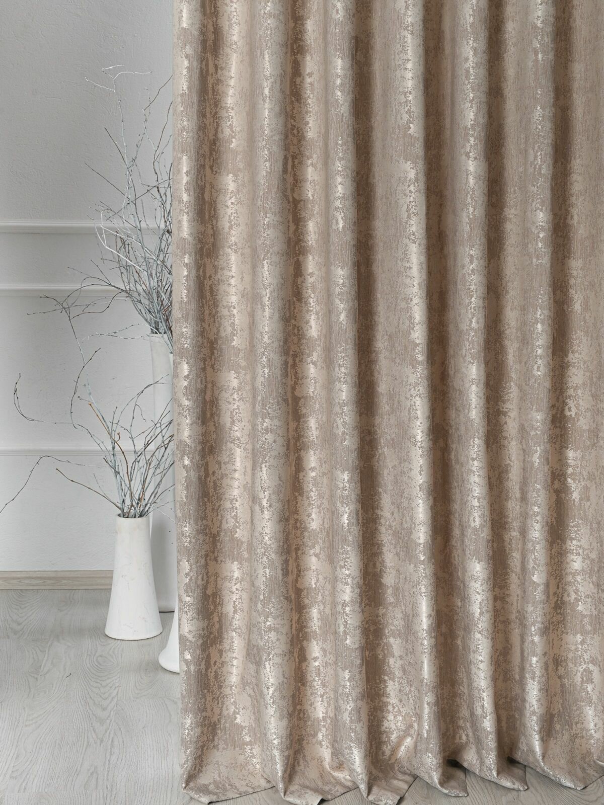 Шторы мрамор для спальни для гостиной 300x270 (150x270-2 шт.) бежевый/Шторы для кухни — фото 1