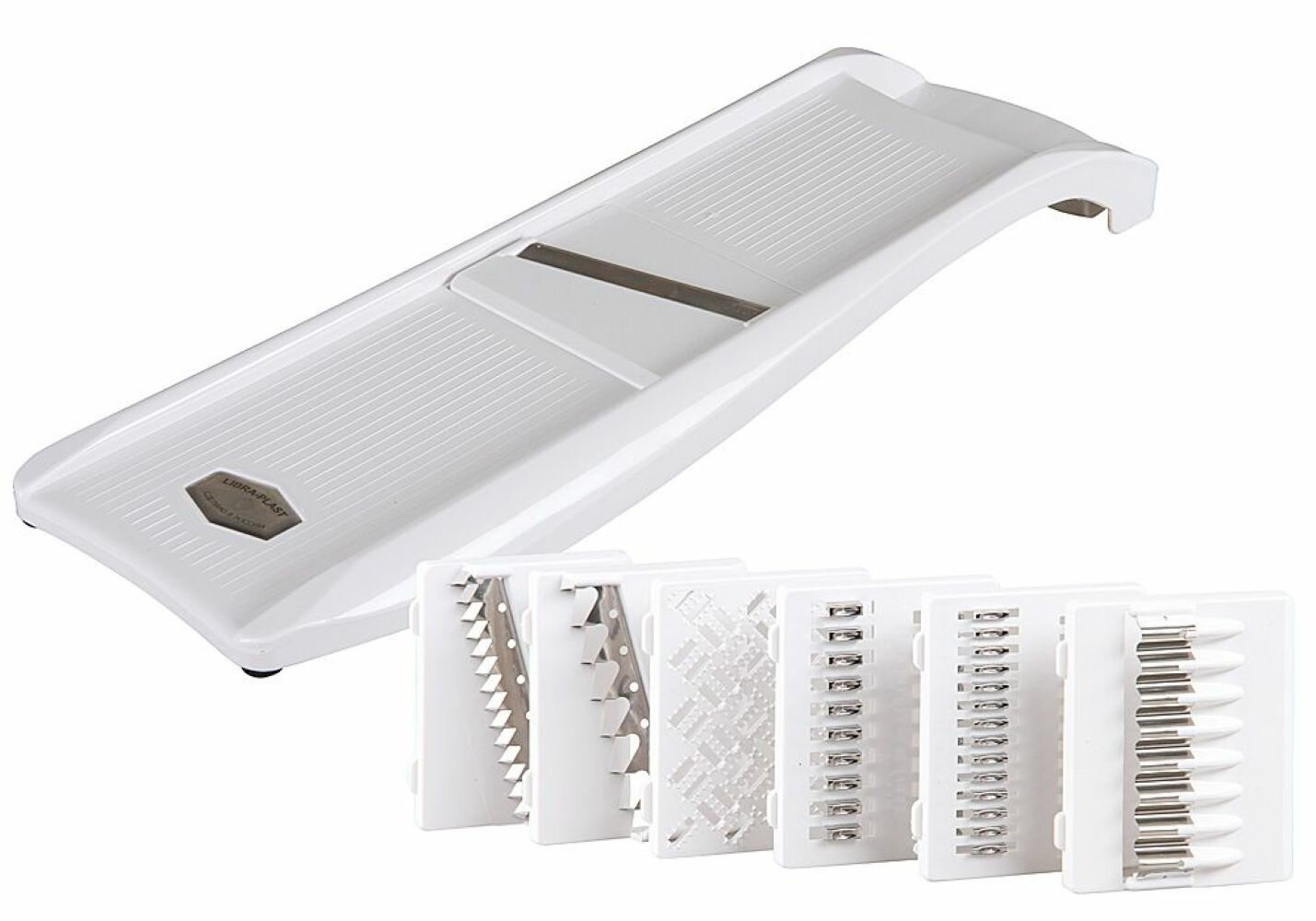 Терка Заря №7, для овощей и фруктов с 7 насадками, пластик, белая