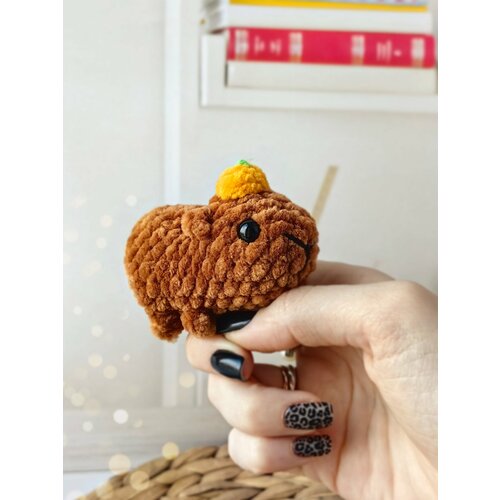 Брелок, вязаная фактура, коричневый