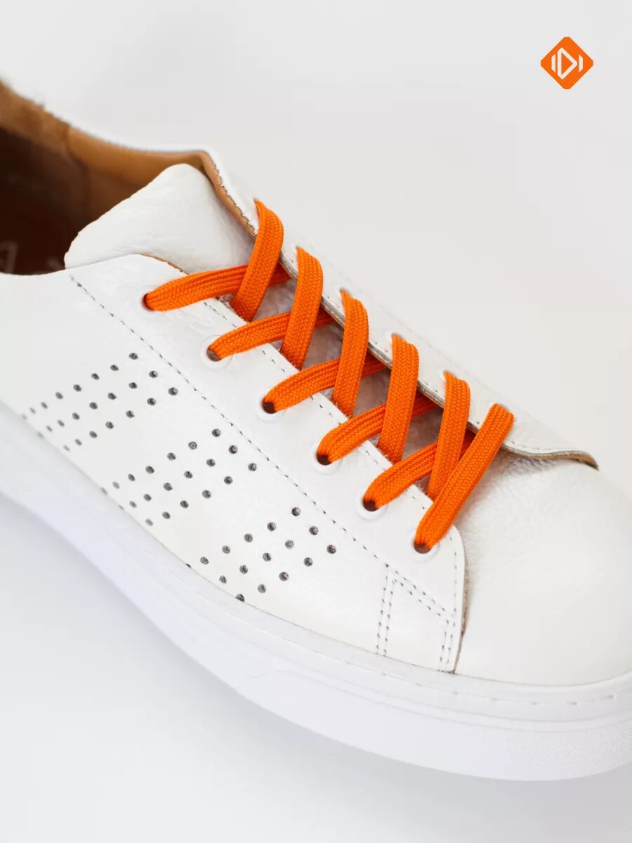 Шнурки IERDI для ботинок кроссовок и берцев плоские, оранжевые, длина 100см, диаметр 8мм — фото 1