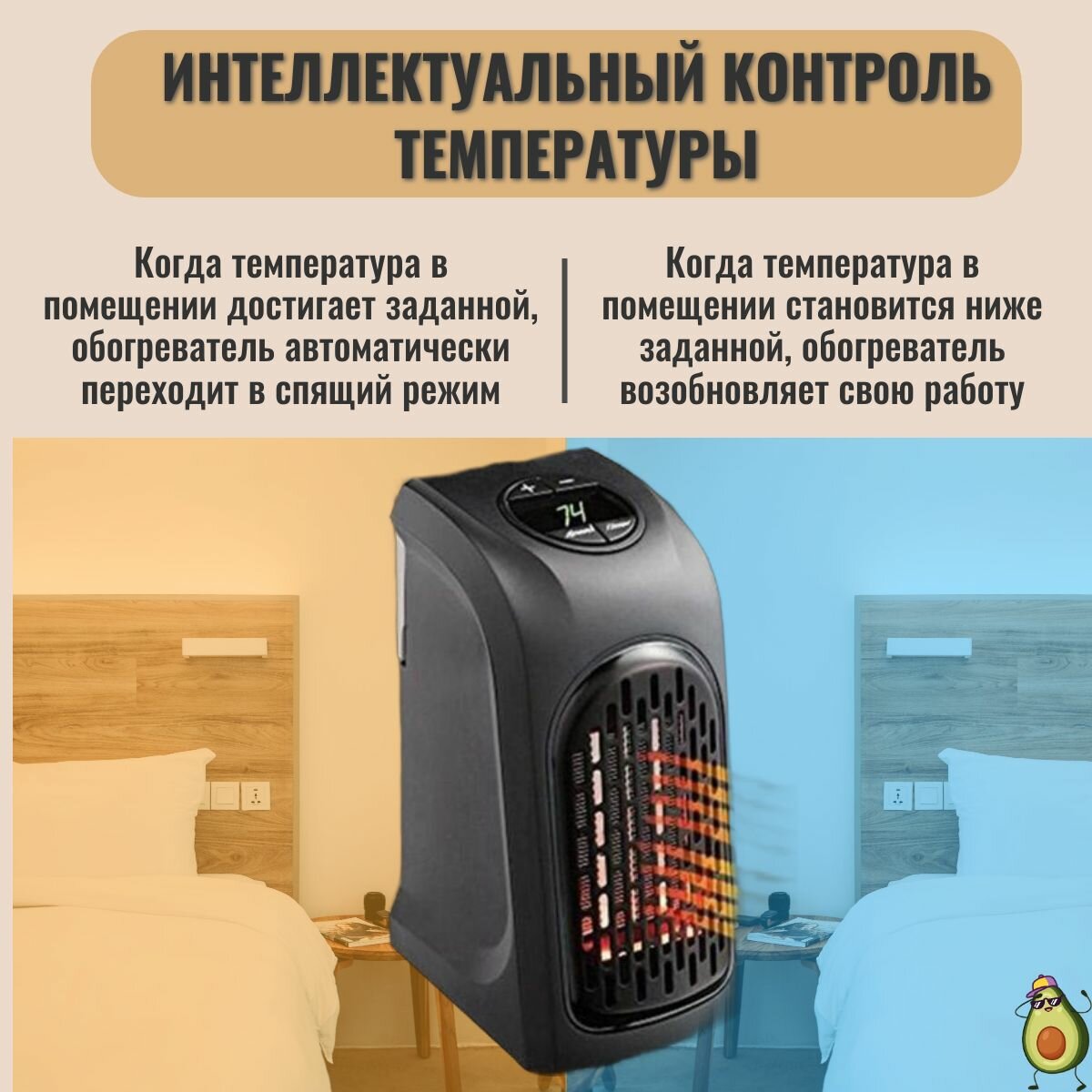 Тепловентиляторы Портативный мини обогреватель 400Вт/ Тепловентилятор Настенный портативный/ Мини обогреватель Handy Heater