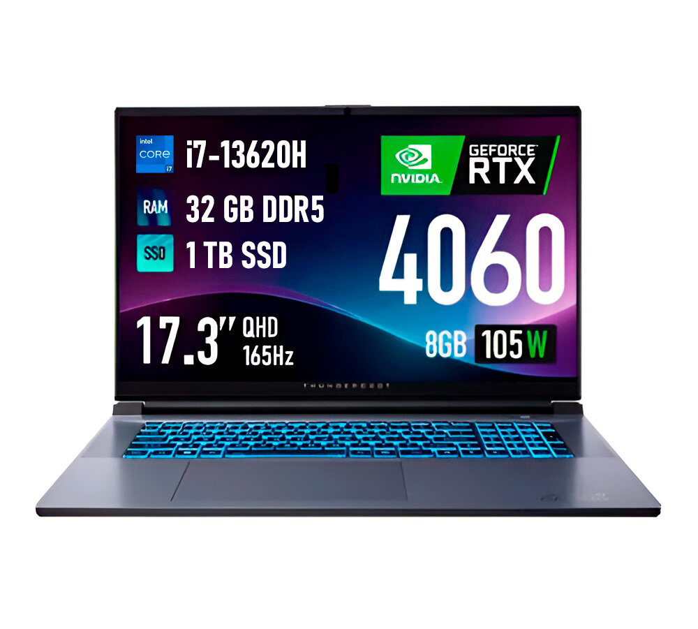 Ноутбук игровой Thunderobot 911PLUS NX 17,3" QHD 165 Гц RTX4060 CORE I7-13620H 32GB DDR5 1TB SSD — фото 1