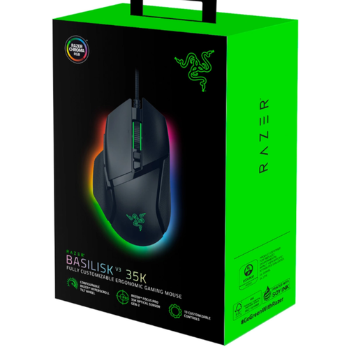 Игровая мышь Razer Basilisk V3 35K 2024 черный Focus Pro 35K Gen2 наклоняемое колесо прокрутки 4 режима Chroma RGB 12900₽