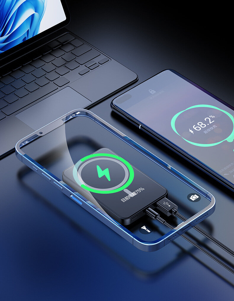 Внешний аккумулятор Kingxbar "MagSafe", для Apple, 10000мАч, 20Вт, белый — фото 1