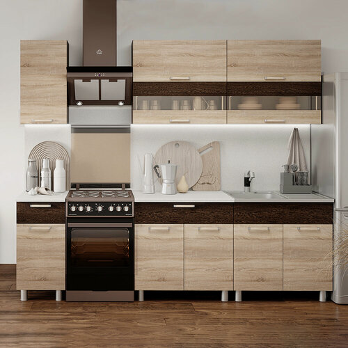 Изображение товара ARNIKA Кухонный гарнитур, готовая кухня 2м со столешницей "Монтана" сонома/венге