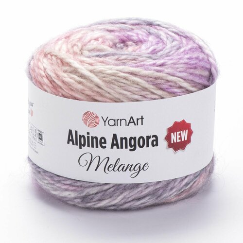 фото Пряжа alpine angora melange (yarnart), розовый принт - 6413, 20% шерсть, 80% акрил, 3 мотка, 150 г, 150 м.