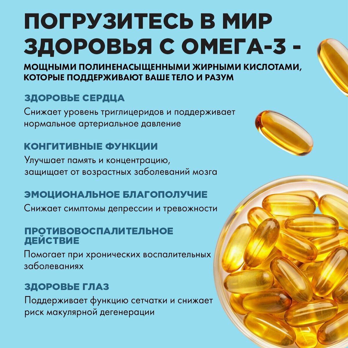 Рыбий Жир Омега 3 1000 мг Omega 3 1350 мг, рыбий жир, бад для иммунитета 120 капсул