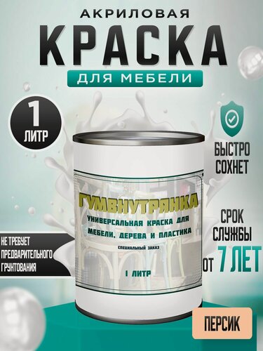 Изображение товара Краска для мебели, дерева и пластика матовая без запаха Гумвнутрянка персик 1 литр.